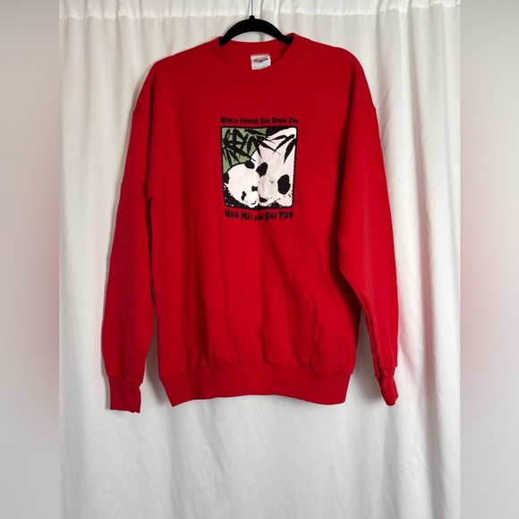 Vintage San Diego Zoo Sweatshirt Mens Large Hua Mei Bai Yun Panda 90s Pullover - Picture 1 of 8